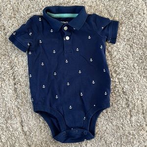 Navy blue anchor onsie